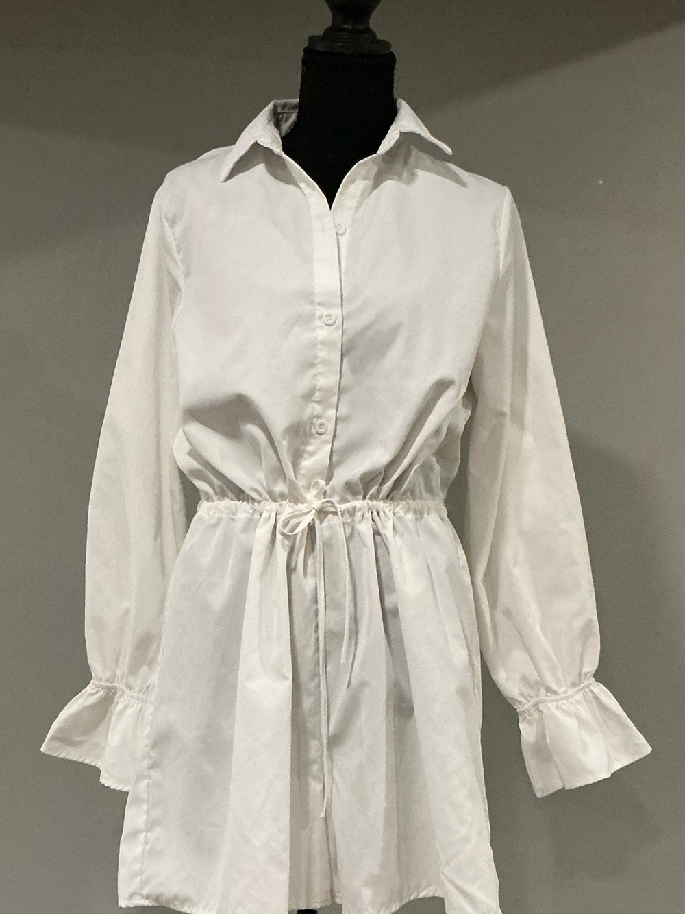 PrettyLittleThing White Button-Front Drawstring Shirt Jumpsuit